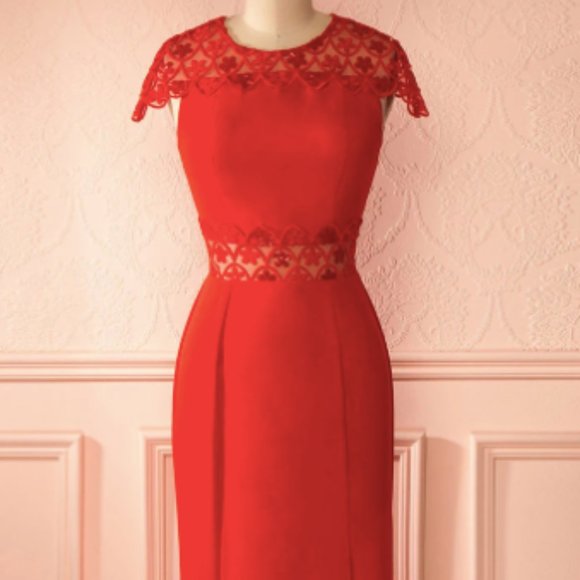 Boutique 1861 Dresses & Skirts - Elegant Scalloped Red Dress